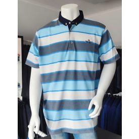 Antracid galléros kék csíkos extra póló