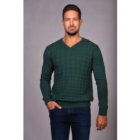 Balance V nyakú kötött pulóver zöld