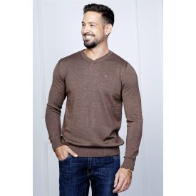 Balance V nyakú kötött pulóver barna