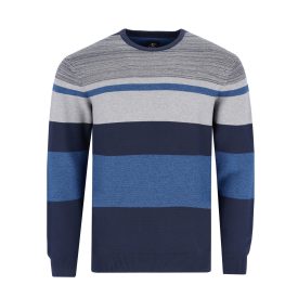 Hajo pulóver kék szürke csíkos környakas