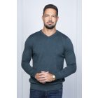 Balance V nyakú kötött pulóver kék