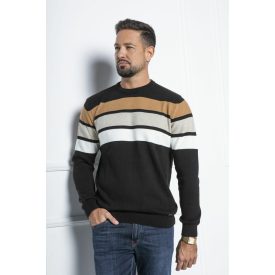 Balance pulóver fekete barna csíkos
